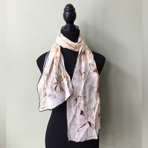 ⭐️ TAKE 50% OFF ⭐️ Perry Ellis Vintage Silk Floral Cream and Brown Scarf